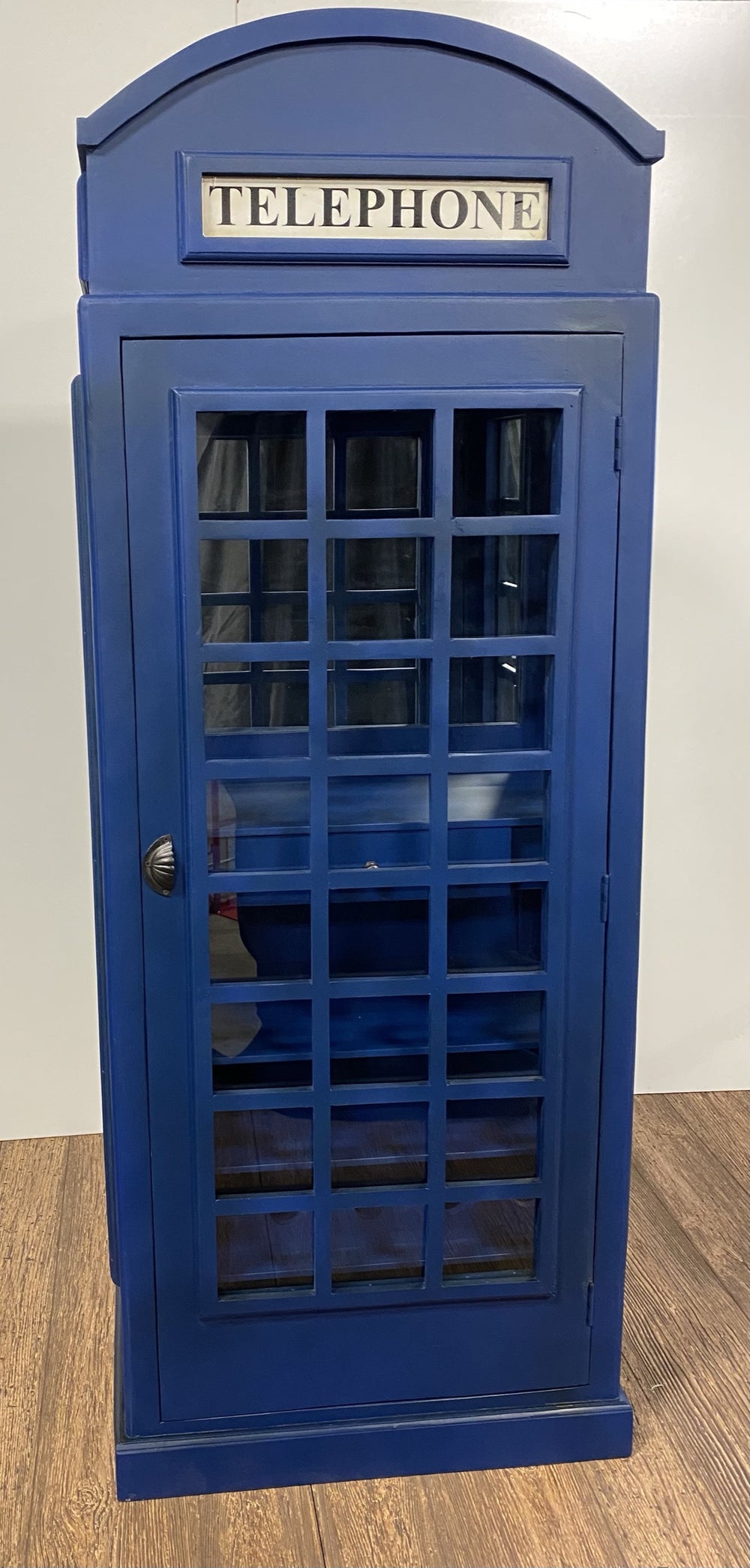 Homeroots Vintage Blue Wooden Phone Booth Bar Cabinet  Solid Wood 388259