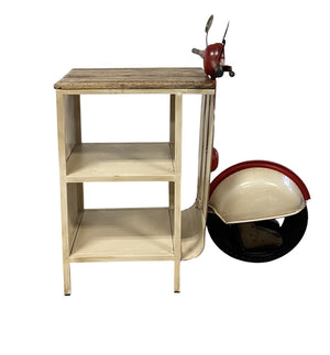 HomeRoots Rustic Red and Vanilla Scooter Cabinet – Whimsical Storage Solution with Vintage Charm & Style 388275