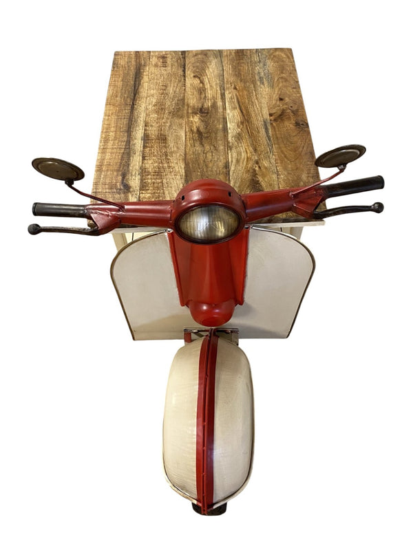 HomeRoots Rustic Red and Vanilla Scooter Cabinet – Whimsical Storage Solution with Vintage Charm & Style 388275