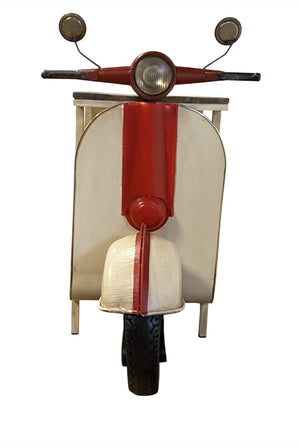 HomeRoots Rustic Red and Vanilla Scooter Cabinet – Whimsical Storage Solution with Vintage Charm & Style 388275