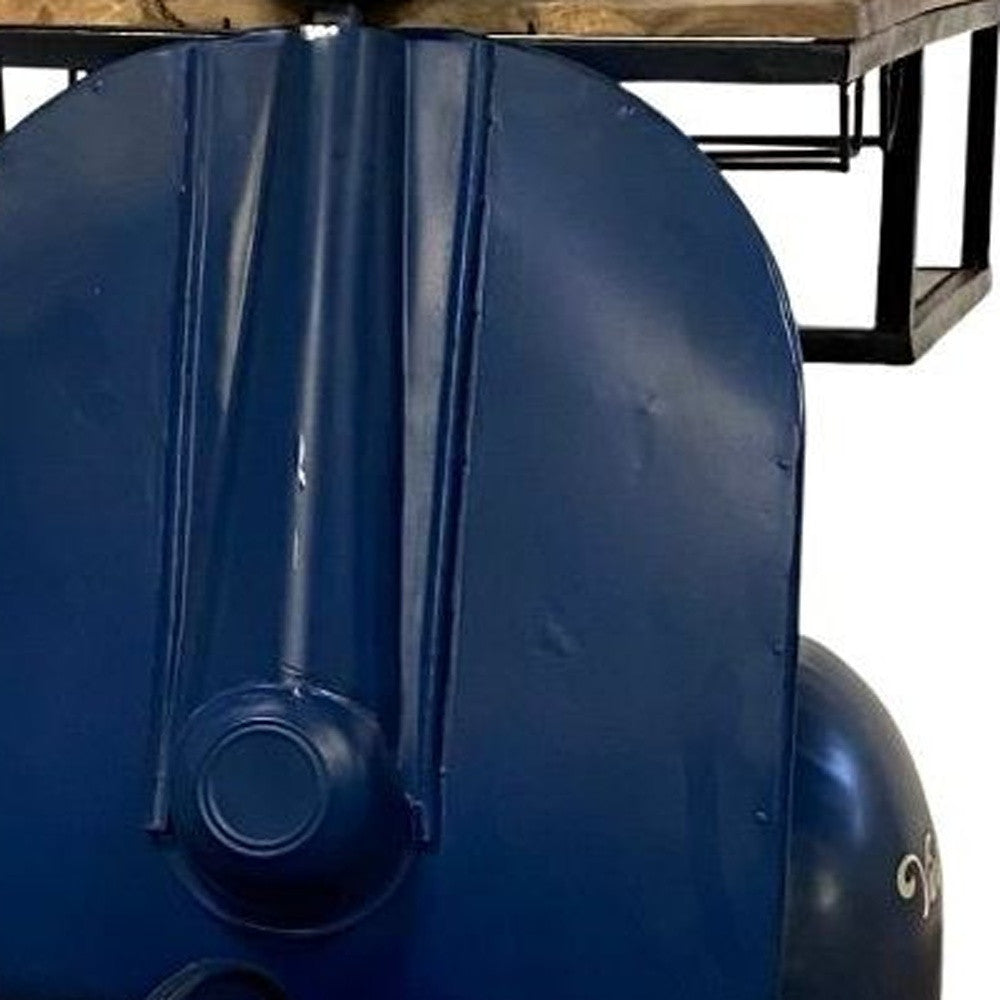Homeroots Vintage Blue Scooter Bar Cart  Wood 388280