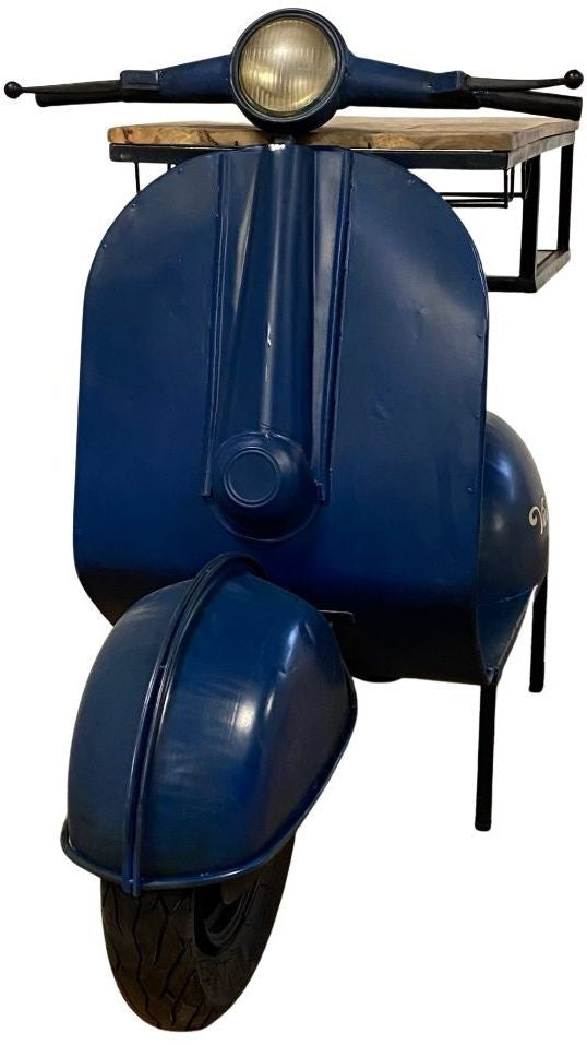 Homeroots Vintage Blue Scooter Bar Cart  Wood 388280
