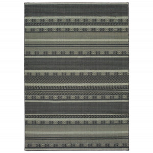HomeRoots 10' Black and Ivory Geometric Area Rug - Durable, Stain-Resistant Design for High Traffic Homes 9' X 12' 388293