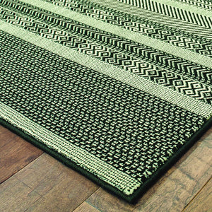 HomeRoots 10' Black and Ivory Geometric Area Rug - Durable, Stain-Resistant Design for High Traffic Homes 9' X 12' 388293