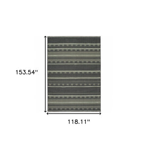 HomeRoots 10' Black and Ivory Geometric Area Rug - Durable, Stain-Resistant Design for High Traffic Homes 9' X 12' 388293