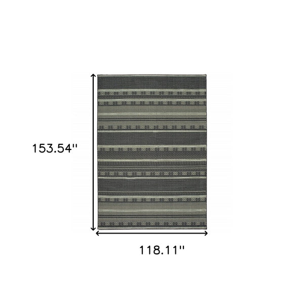 HomeRoots 10' Black and Ivory Geometric Area Rug - Durable, Stain-Resistant Design for High Traffic Homes 9' X 12' 388293