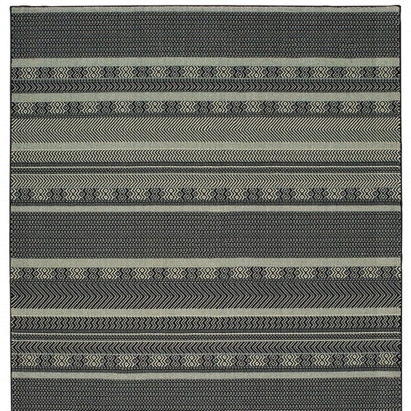 HomeRoots 10' Black and Ivory Geometric Area Rug - Durable, Stain-Resistant Design for High Traffic Homes 9' X 12' 388293