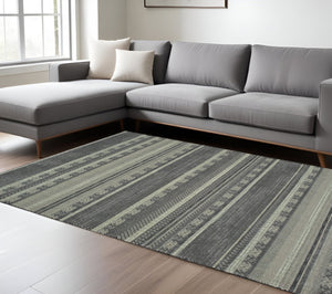 HomeRoots 10' Black and Ivory Geometric Area Rug - Durable, Stain-Resistant Design for High Traffic Homes 9' X 12' 388293