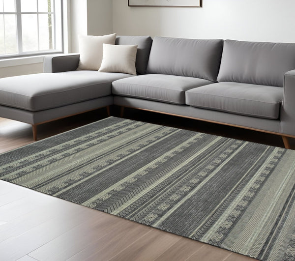 HomeRoots 10' Black and Ivory Geometric Area Rug - Durable, Stain-Resistant Design for High Traffic Homes 9' X 12' 388293