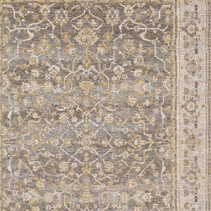 HomeRoots 5' Elegantly Crafted Beige and Grey Machine-Woven Oriental Area Rug for Timeless Indoor Charm 5' X 8' 388295