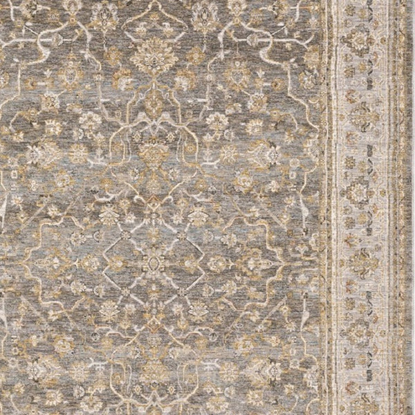 HomeRoots 5' Elegantly Crafted Beige and Grey Machine-Woven Oriental Area Rug for Timeless Indoor Charm 5' X 8' 388295