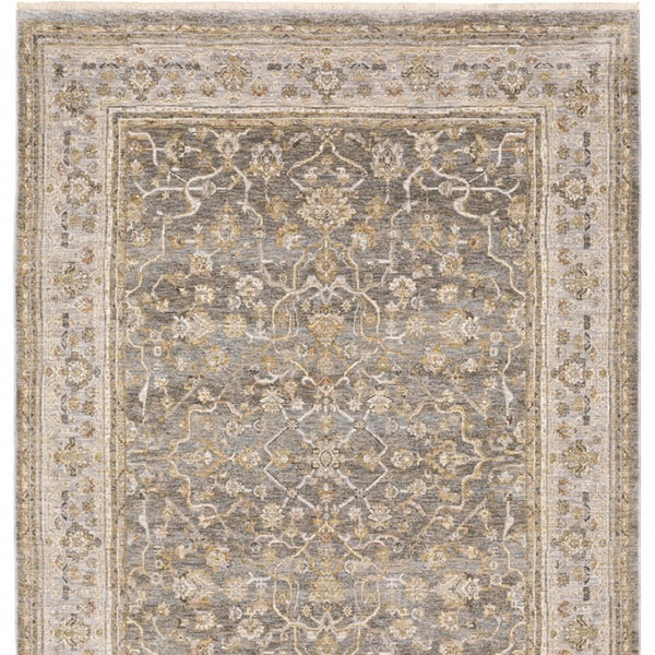 HomeRoots 5' Elegantly Crafted Beige and Grey Machine-Woven Oriental Area Rug for Timeless Indoor Charm 5' X 8' 388295