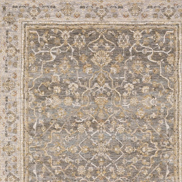 HomeRoots 5' Elegantly Crafted Beige and Grey Machine-Woven Oriental Area Rug for Timeless Indoor Charm 6' X 9' 388296