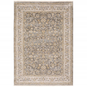 HomeRoots 5' Elegantly Crafted Beige and Grey Machine-Woven Oriental Area Rug for Timeless Indoor Charm 7' X 10' 388297