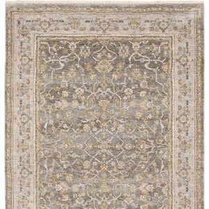 HomeRoots 5' Elegantly Crafted Beige and Grey Machine-Woven Oriental Area Rug for Timeless Indoor Charm 9' X 12' 388298