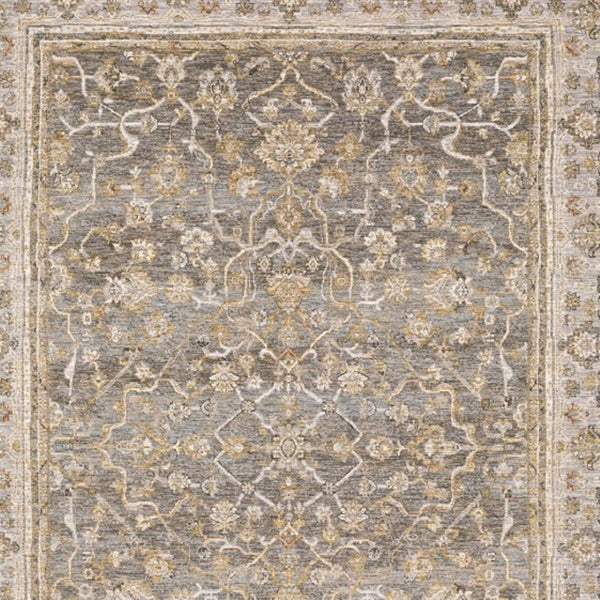 HomeRoots 5' Elegantly Crafted Beige and Grey Machine-Woven Oriental Area Rug for Timeless Indoor Charm 9' X 12' 388298
