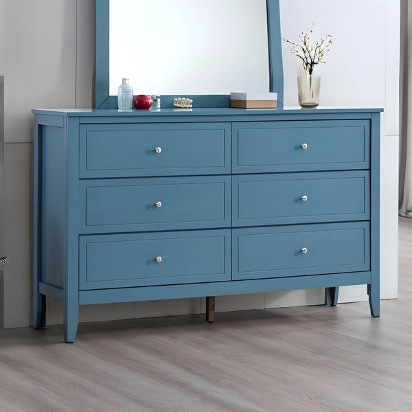 English Elm Daniel Assembled 5-Drawer Chest with English Dovetail Drawers, Metal Hardware & Solid Wood Frame Teal 62 L x 40 W x 19 H B078P400753