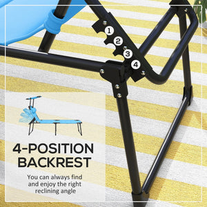 English Elm Outsunny Adjustable 2-Pc Outdoor Lounge Chair Set With Sunshade & Pillow For Relaxation Anywhere W2225P200651-GIGA