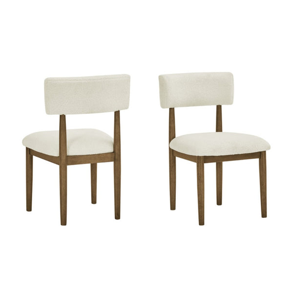 English Elm Dafne Seven Piece Walnut Oak Dining Set with Sherpa Chairs and Cross Base Table B2749S00319