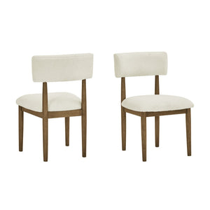 English Elm Dafne 5 Piece Walnut Oak Rectangular Dining Set with Sherpa Upholstered Chairs B2749S00318