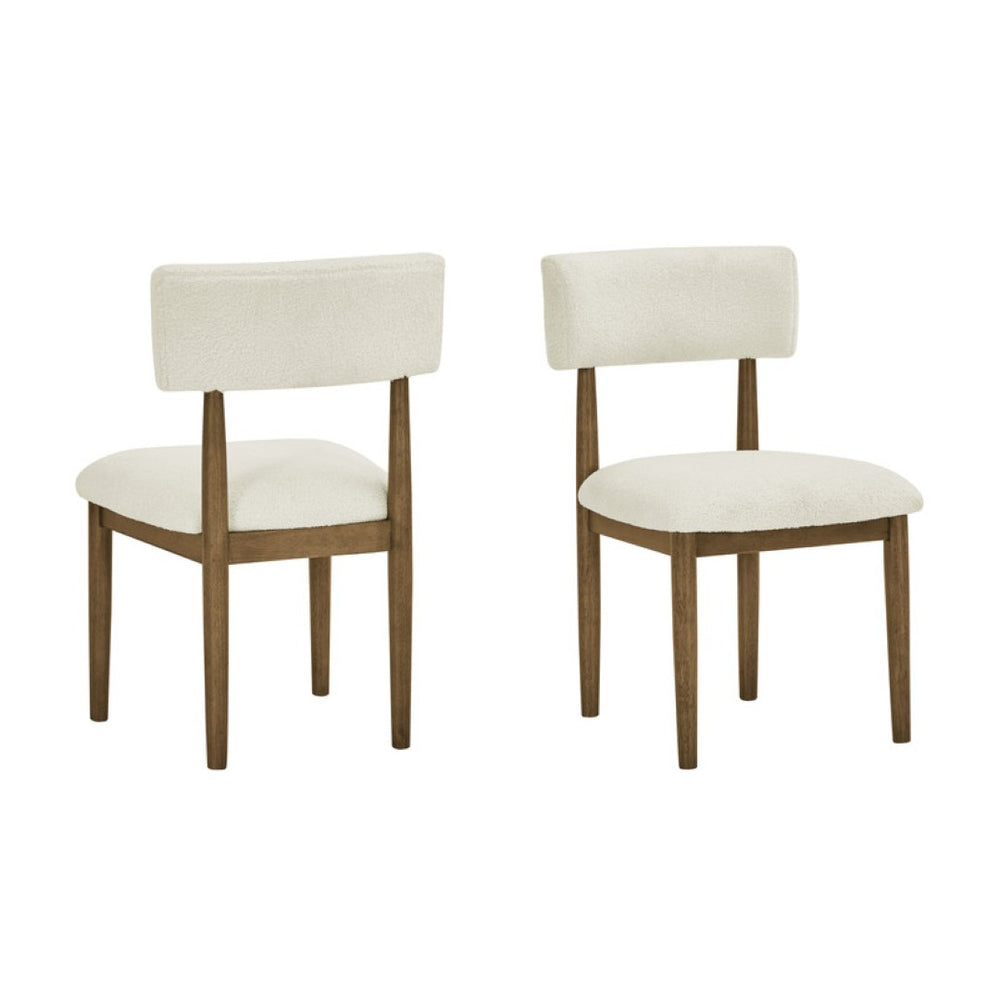 English Elm Dafne Walnut Oak Dining Chairs Set of 2 with Sherpa Padded Seat Open Back B2749P413314