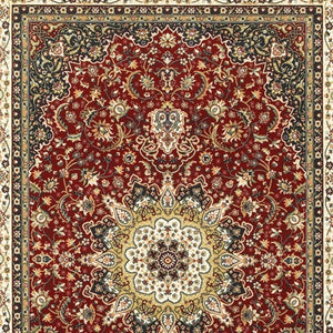 HomeRoots 4' Red and Ivory Floral Medallion Area Rug - Timeless Elegance, Durable, Stain Resistant, Easy Care 3' X 6' 388312