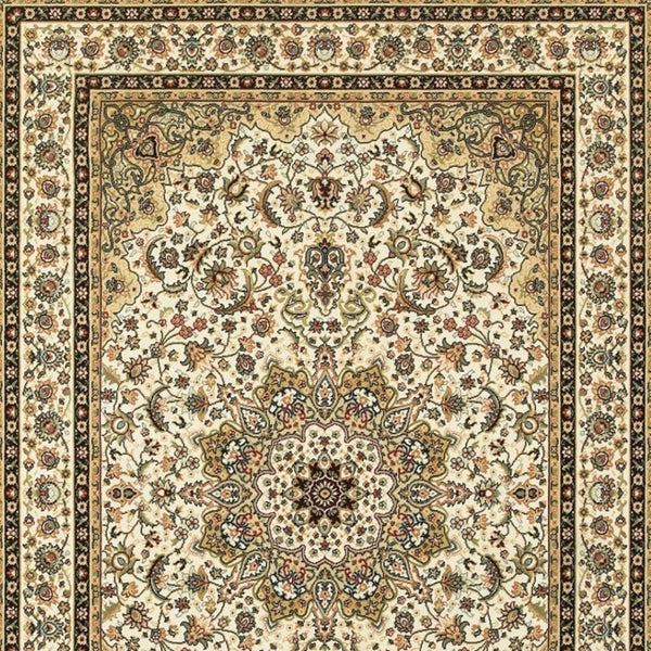 HomeRoots 5' Elegant Red and Ivory Floral Medallion Area Rug - Durable, Stain-Resistant Design for Any Room 3' X 6' 388318