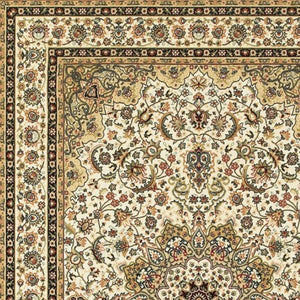 HomeRoots 5' Elegant Red and Ivory Floral Medallion Area Rug - Durable, Stain-Resistant Design for Any Room 5' X 8' 388319