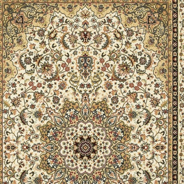 HomeRoots 5' Elegant Red and Ivory Floral Medallion Area Rug - Durable, Stain-Resistant Design for Any Room 9' X 12' 388322