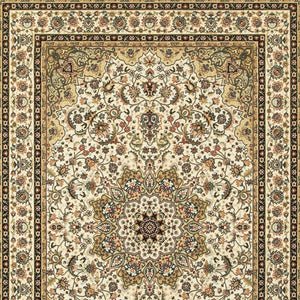HomeRoots 5' Elegant Red and Ivory Floral Medallion Area Rug - Durable, Stain-Resistant Design for Any Room 9' X 12' 388322