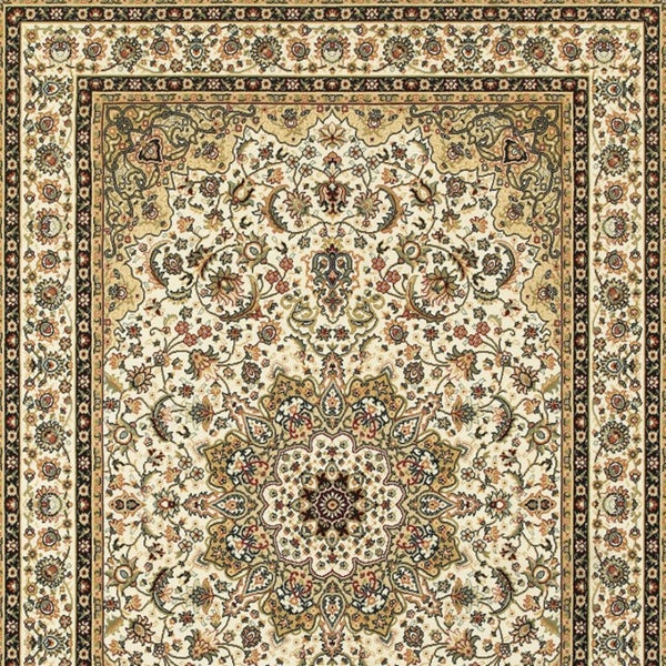 HomeRoots 5' Elegant Red and Ivory Floral Medallion Area Rug - Durable, Stain-Resistant Design for Any Room 9' X 12' 388322