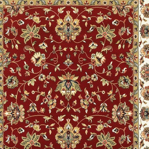 HomeRoots 4' Red and Ivory Oriental Area Rug - Timeless Design, Durable, Stain Resistant for Everyday Living 5' X 8' 388325