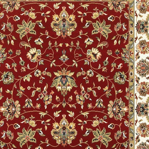 HomeRoots 4' Red and Ivory Oriental Area Rug - Timeless Design, Durable, Stain Resistant for Everyday Living 7' X 10' 388327