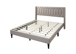 English Elm Modern Diamond Tufted Platform Bed Burlap Upholstered Frame for Loft Bedrooms Light Brown B011P418595