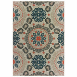 Homeroots 5' X 7' Blue And Gray Moroccan Indoor Outdoor Area Rug  Polypropylene 388349