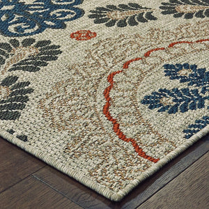 HomeRoots 5' Moroccan-Inspired Blue and Gray Area Rug for Indoor and Outdoor Spaces - Durable & Stylish Decor 5'3" x 7'3" 388349