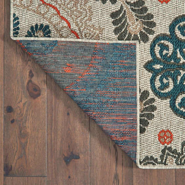 HomeRoots 5' Moroccan-Inspired Blue and Gray Area Rug for Indoor and Outdoor Spaces - Durable & Stylish Decor 5'3" x 7'3" 388349