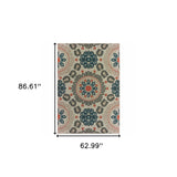 Homeroots 5' X 7' Blue And Gray Moroccan Indoor Outdoor Area Rug  Polypropylene 388349