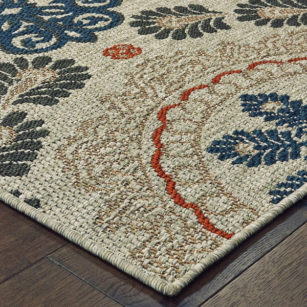 HomeRoots 5' Moroccan-Inspired Blue and Gray Area Rug for Indoor and Outdoor Spaces - Durable & Stylish Decor 6'7" x 9'2" 388350