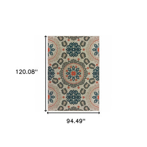 HomeRoots 5' Moroccan-Inspired Blue and Gray Area Rug for Indoor and Outdoor Spaces - Durable & Stylish Decor 7'10" x 10' 388351