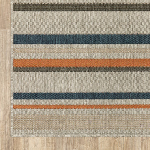 Homeroots 8' X 10' Blue And Gray Striped Indoor Outdoor Area Rug  Polypropylene 388357