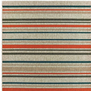 Homeroots 8' X 10' Blue And Gray Striped Indoor Outdoor Area Rug  Polypropylene 388357