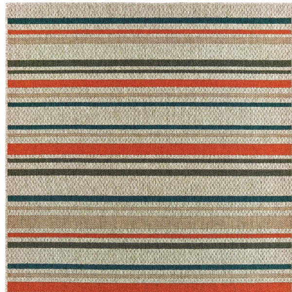 Homeroots 8' X 10' Blue And Gray Striped Indoor Outdoor Area Rug  Polypropylene 388357