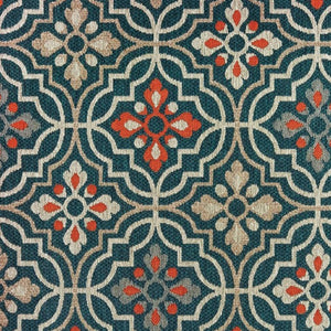 Homeroots 8' X 10' Blue And Orange Moroccan Indoor Outdoor Area Rug Teal,Orange Polypropylene 388363