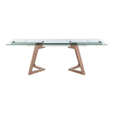 EuroStyle Donar 95" Extension Table Clear Tempered Glass Top and American Walnut Veneer Solid Wood Base 38836CLR-KIT