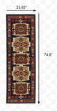 Homeroots 6' Blue Red Machine Woven Medallions Indoor Runner Rug  Wool 388374