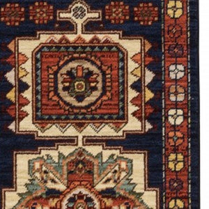 HomeRoots 6' Handcrafted Blue & Beige Wool Runner Rug – Elegant Comfort for Hallways and Narrow Spaces 2' x 6' 388374