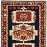 Homeroots 3' X 5' Blue Red Machine Woven Medallions Indoor Area Rug  Wool 388376