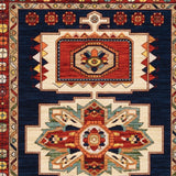 Homeroots 6' X 9' Blue Red Machine Woven Medallions Indoor Area Rug  Wool 388378