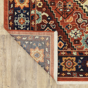 HomeRoots 6' Handcrafted Wool Runner Rug in Rich Blue and Red - Classic Style for Hallways and Entryways 9'10" x 12'10" 388388